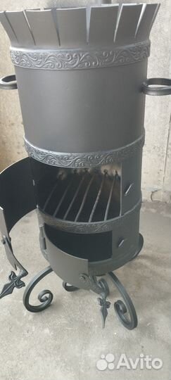 Печь для казана с трубой и дверцей