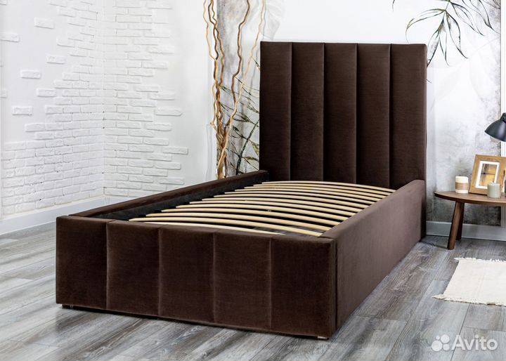 Кровать односпальная в велюре Богема 80х200