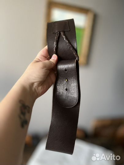 Ремень женский кожаный коричневый