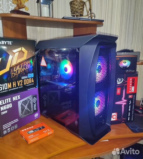 Новый игровой пк Intel Core10100f + Sapphire RX570