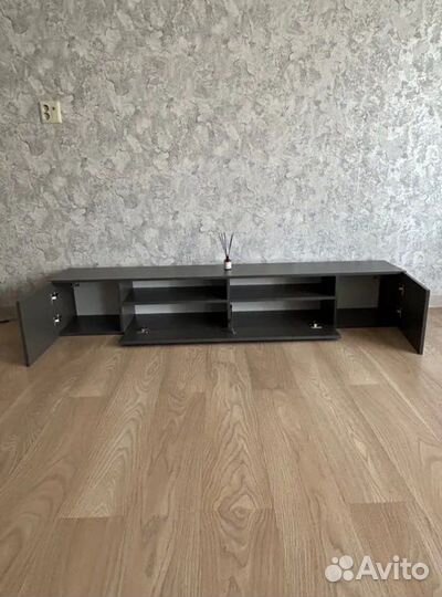 Тумба под телевизор графит серый 200 см