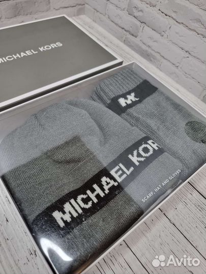Мужской набор 3в1 Шапка шарф перчатки Michael Kors