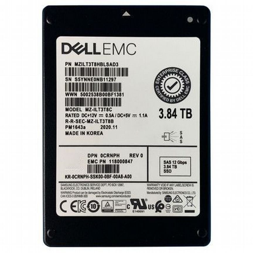 [MZILT3T8HBLSAD3] Ssd Dell Crnph 3.84tb Sas 12gbps Mzilt3t8hblsad3