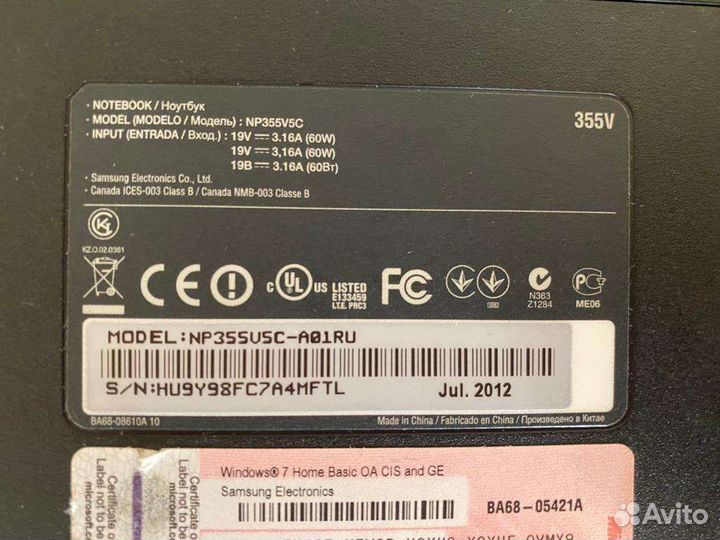 Ноутбук Samsung np355v5c разбор