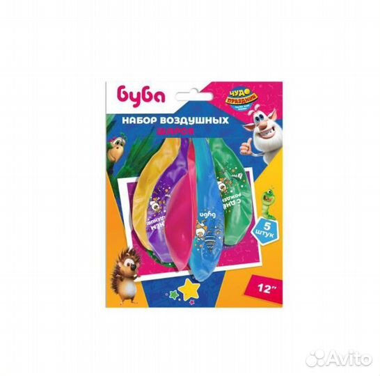 Латексные шары - набор 5 шт буба цветной принт LBC