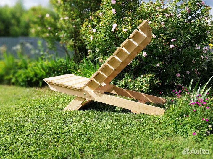 Кресло деревянное садовое. Шезлонг. Лежак