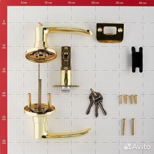 Ручка-защелка (680208) с ключом и фиксатором (золо