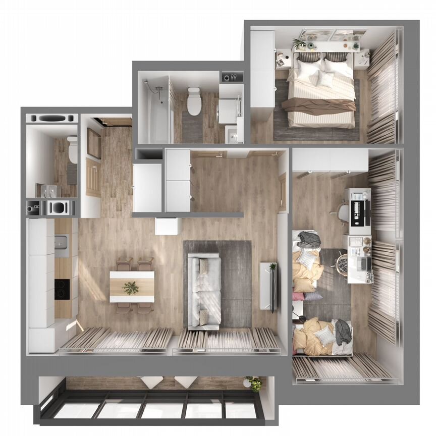 2-к. квартира, 61,3 м², 2/23 эт.