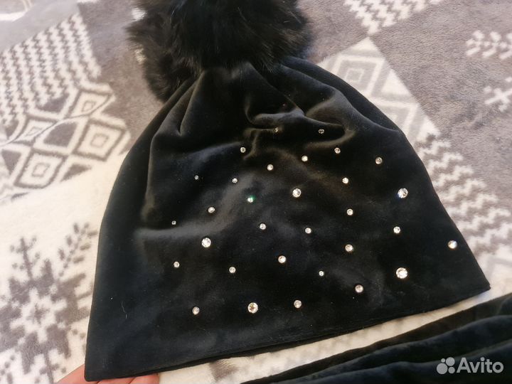 Шикарный комплект шапка и снуд размер 56+