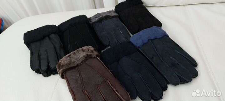 Мужские натуральные дублёные перчатки новые