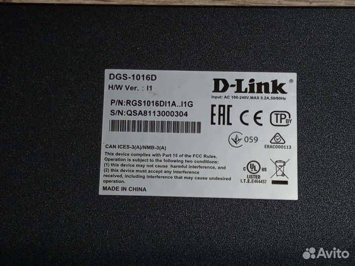 Коммутатор D-Link DES-1016D