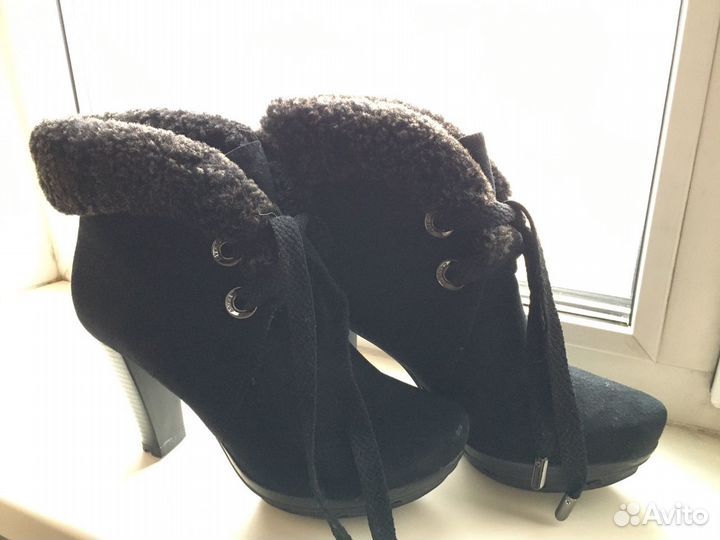 Ботильоны натуральная замша, натур мех, зима 37 рр