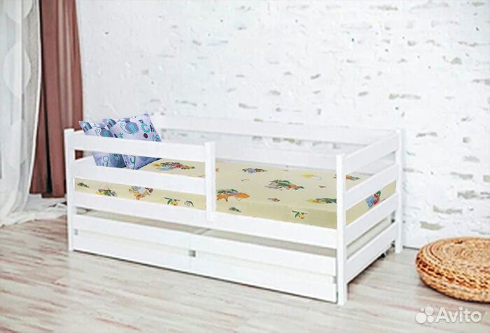 Кроватка детская софа эко высокий борт берёза