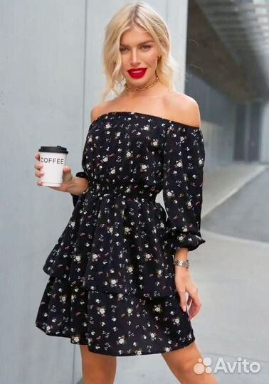 Легкое весеннее платье с принтом в 2 цветах