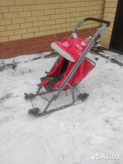 Детские санки коляска с колесами