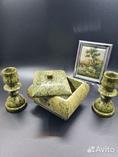 Шкатулка для украшений подсвечники змеевик