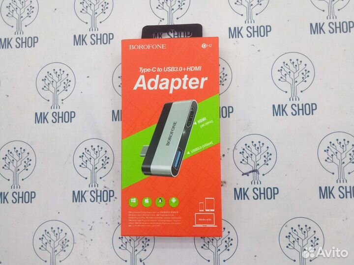 Адаптер Type-C to hdmi+USB3.0 HUB borofone DH2