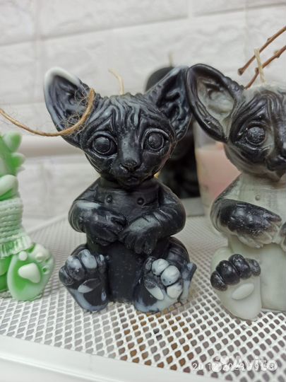 Котята Сфинксы свечи ручной работы