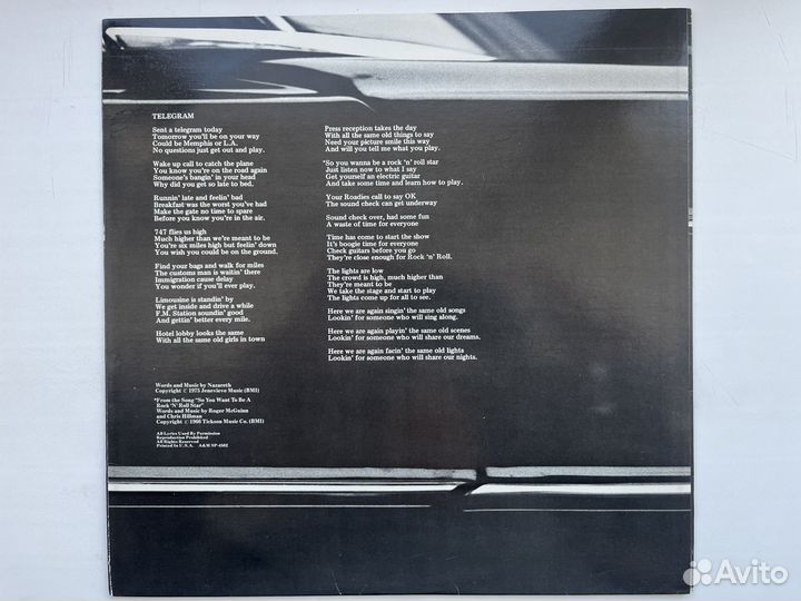 Nazareth–Close Enough For Rock'N'Roll LP/NM US1976