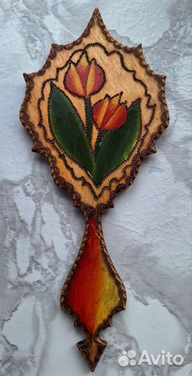 Деревянная вазочка, зеркало