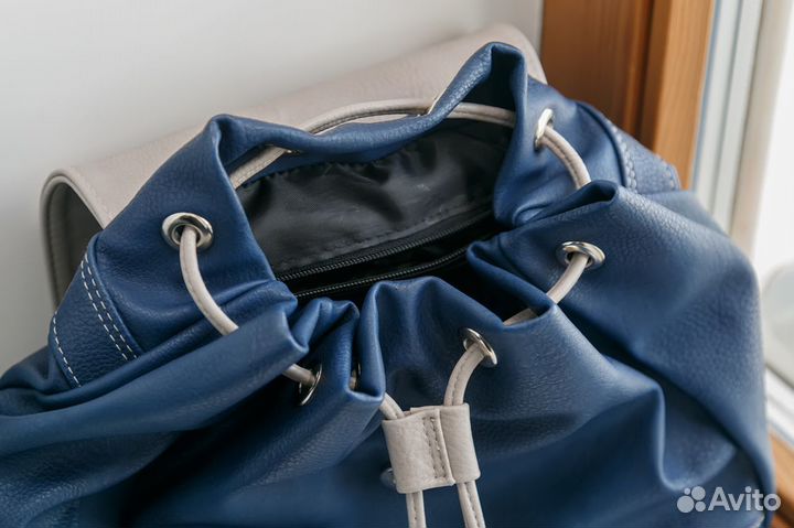 Рюкзак серо-синий экокожа
