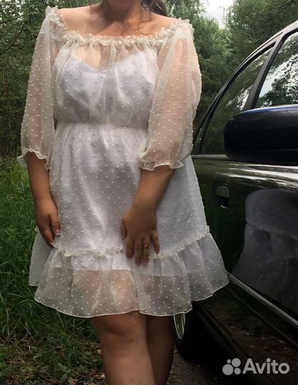 Шифоновое белое платье