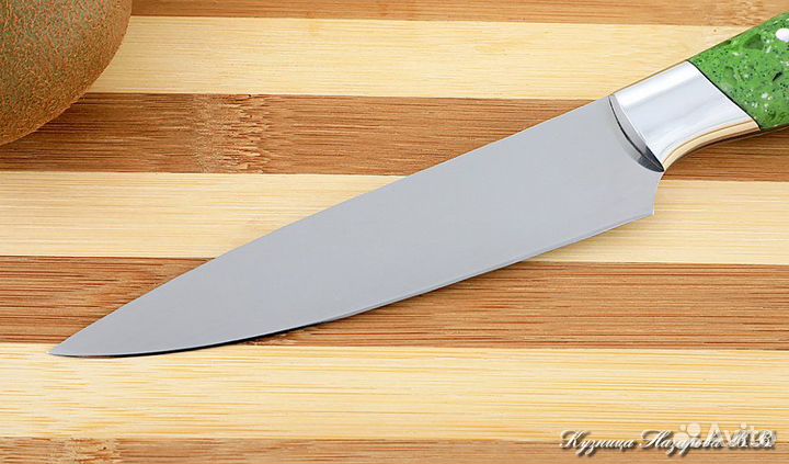 Кухонный нож № 2 сталь 95Х18 рукоять акрил зеленый