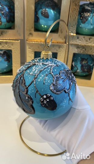 Шар елочный Ариель шишки/желуди зеркальный лес