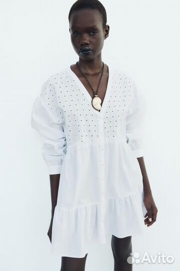 Платье хлопок шитье zara