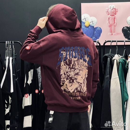 Зип худи cavempt бордовое оверсайз