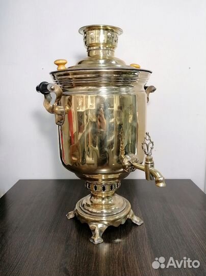 Самовар на дровах латунный СССР 1950е