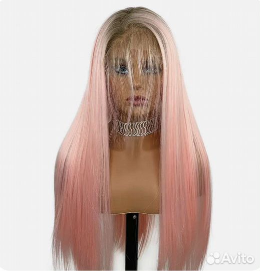 Парик система волос розового цвета