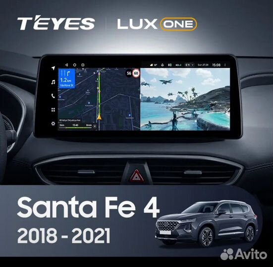 Магнитола Teyes LuxOne 4/32 на Hyundai Santa Fe 4