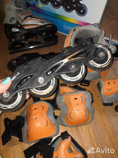 Ролики коньки 2 в 1 29-32р-р и защита