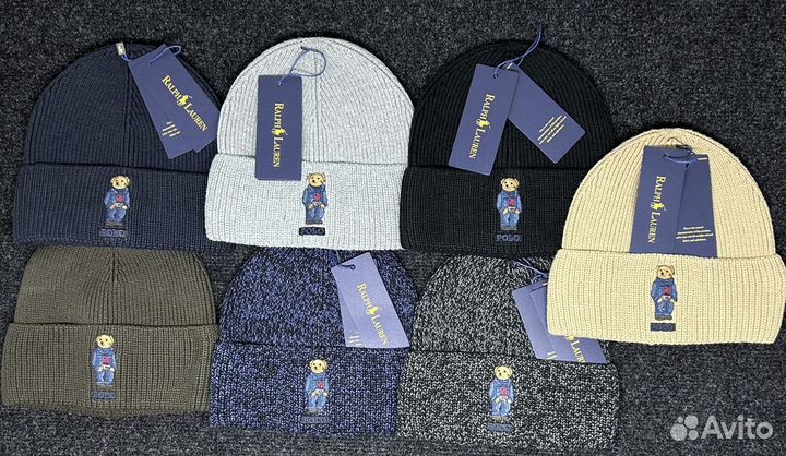 Шапка с мишкой Polo Ralph Lauren premium