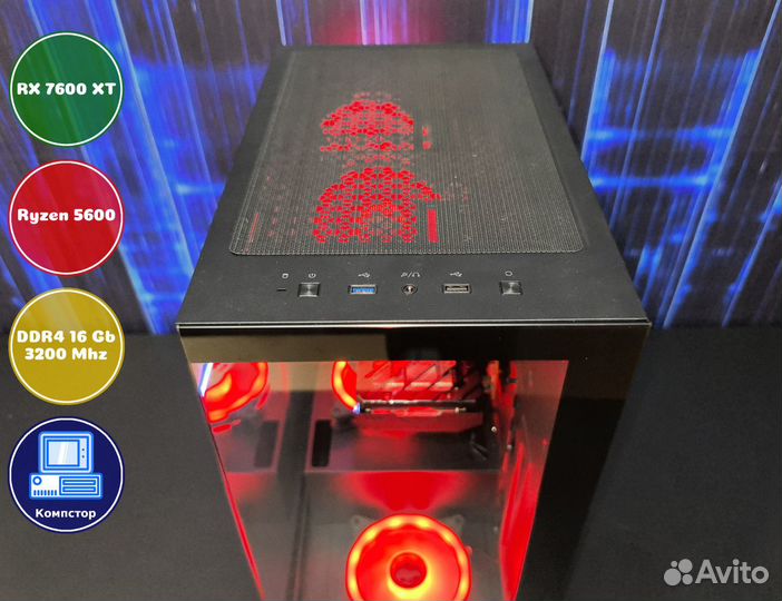 Мощный пк AMD5600-RX7600XT-16DDR4-HQN021457839-A520