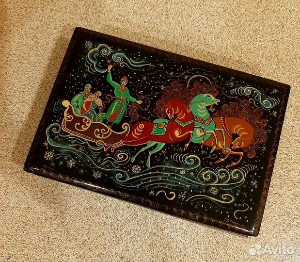 Шкатулка Мстера лаковая миниатюра СССР винтаж