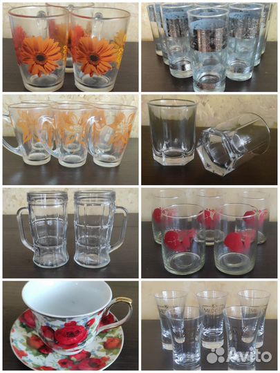 Кружки, стаканы, стопки - стекло