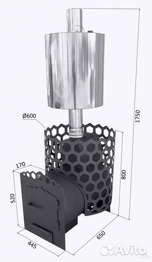 Печь для бани из 426 трубы 8мм