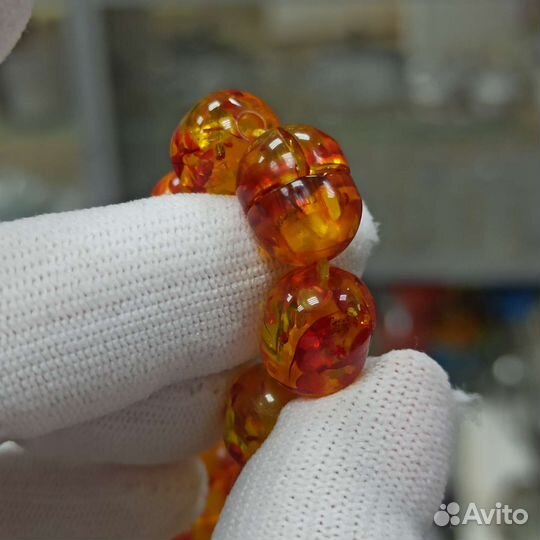 Бусы Калёный Янтарь Натуральный Камень Ретро