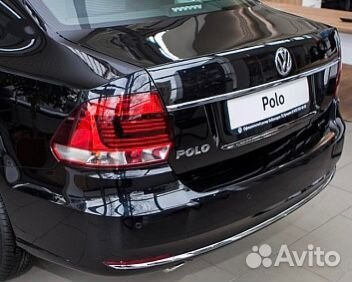 Задний бампер синий VW Polo 5 рест 2017