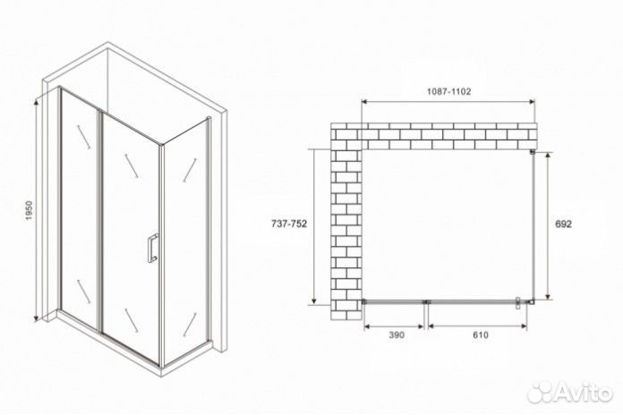 Душевой уголок Abber Sonnenstrand AG04110MS-S75M 110x75