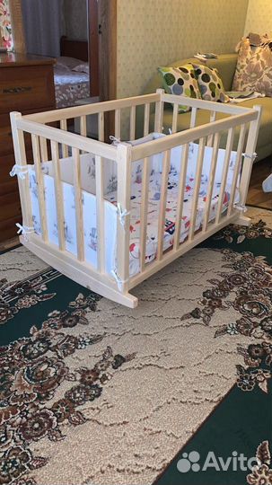 Детская кроватка-качалка из дуба,110/70