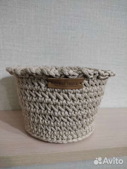 Вязаные корзинки из шнура, для хранения мелочей