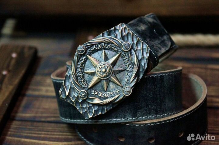 Ремень мужской с пряжкой Роза ветров