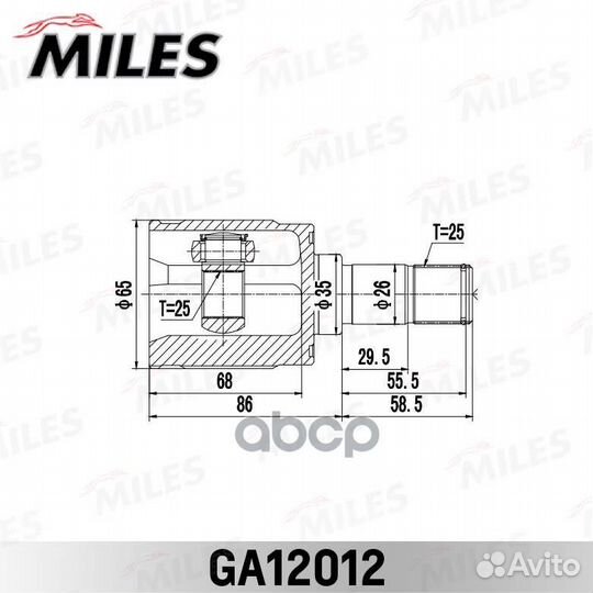 ШРУС honda civic 01-06 внутр.прав. GA12012 Miles