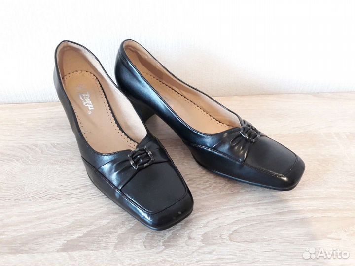 Женские туфли, квадратный нос, эко кожа 41 чёрные