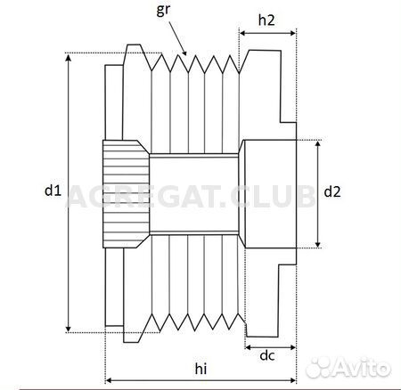 Шкив генератора обгонный krauf APM0516PN