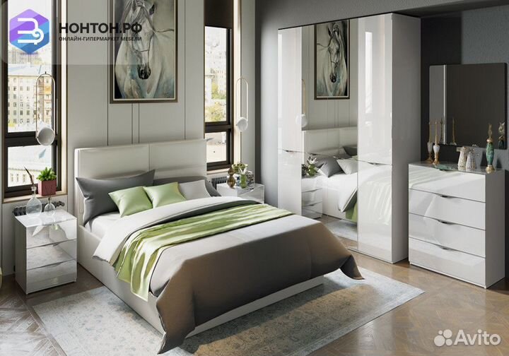 Спальный гарнитур Глосс №2 белый глянец