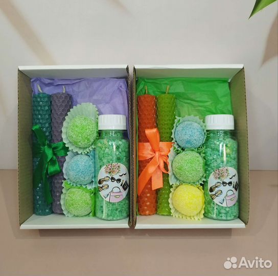 Свечи из вощины + соль или жемчуг для ванн